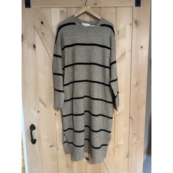 Grade & Gather | NWT Tan Stripe Long Sleeve Oversized Sweater Dress | Size Small - Picture 1 of 10